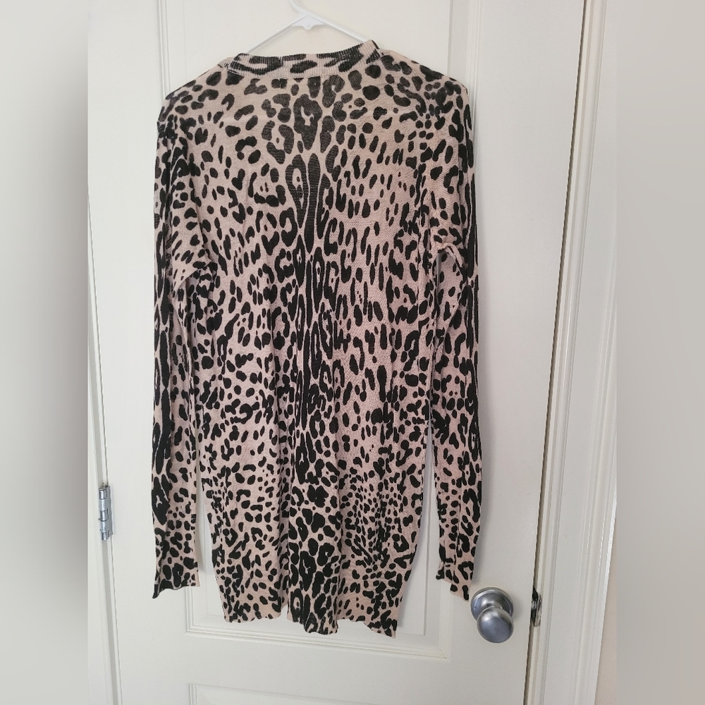 NEW Ellison Leopard Print Cardigan Cotton Linen Blend Sweater - Picture 5 of 5